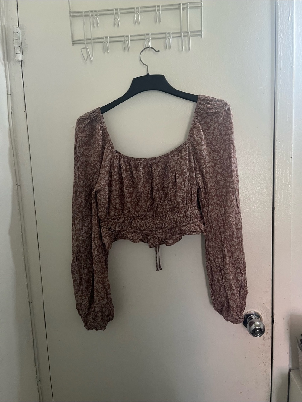 Altard state Square Neck Cropped Blouse in Mauve-Brown - Picture 2 of 6